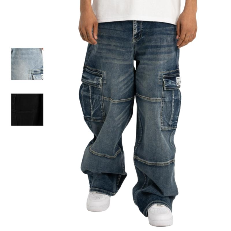 Pro Club Men's Heavyweight Baggy Fit Denim Cargo Pant