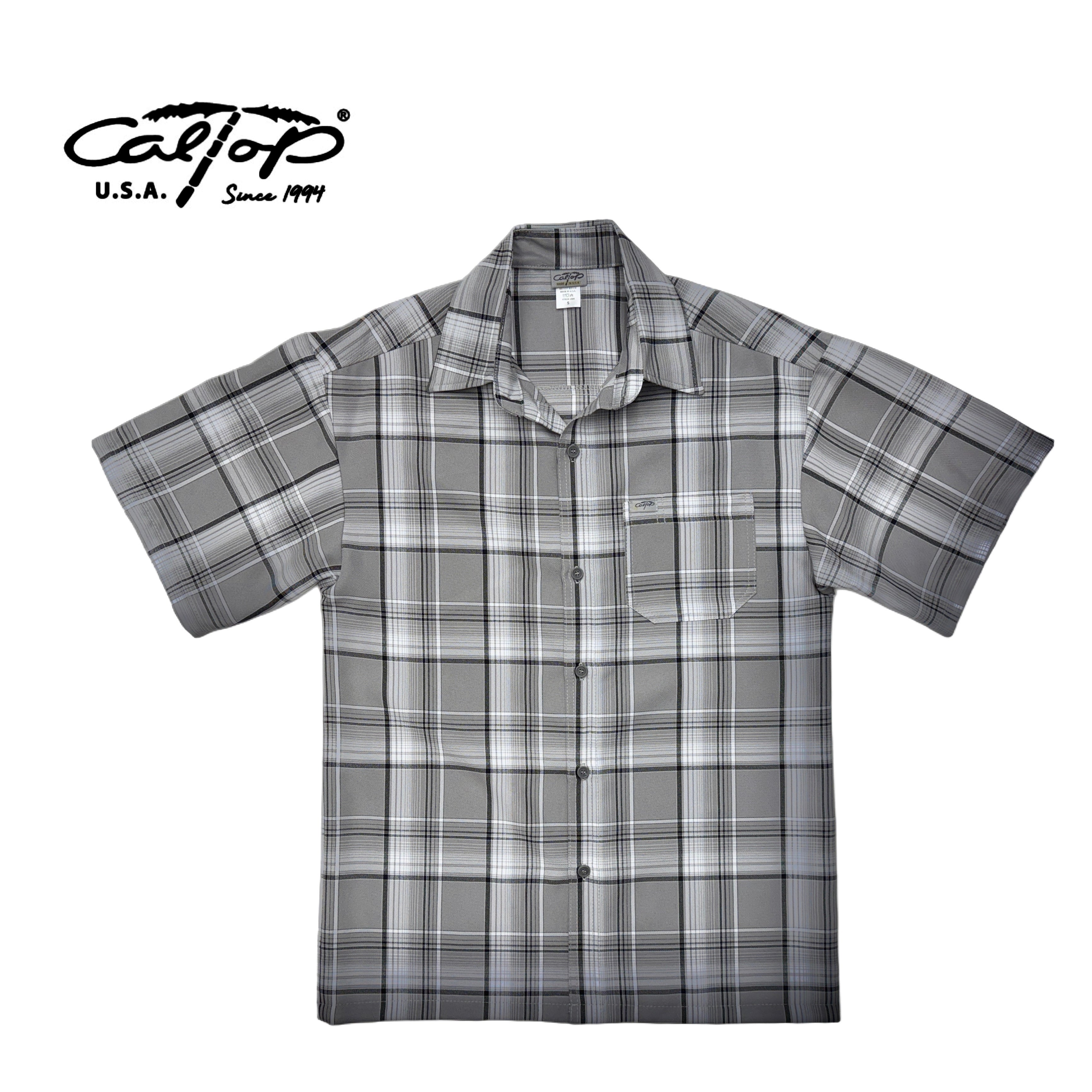 CALTOP Short Sleeve Button Up Plaid Shirt
