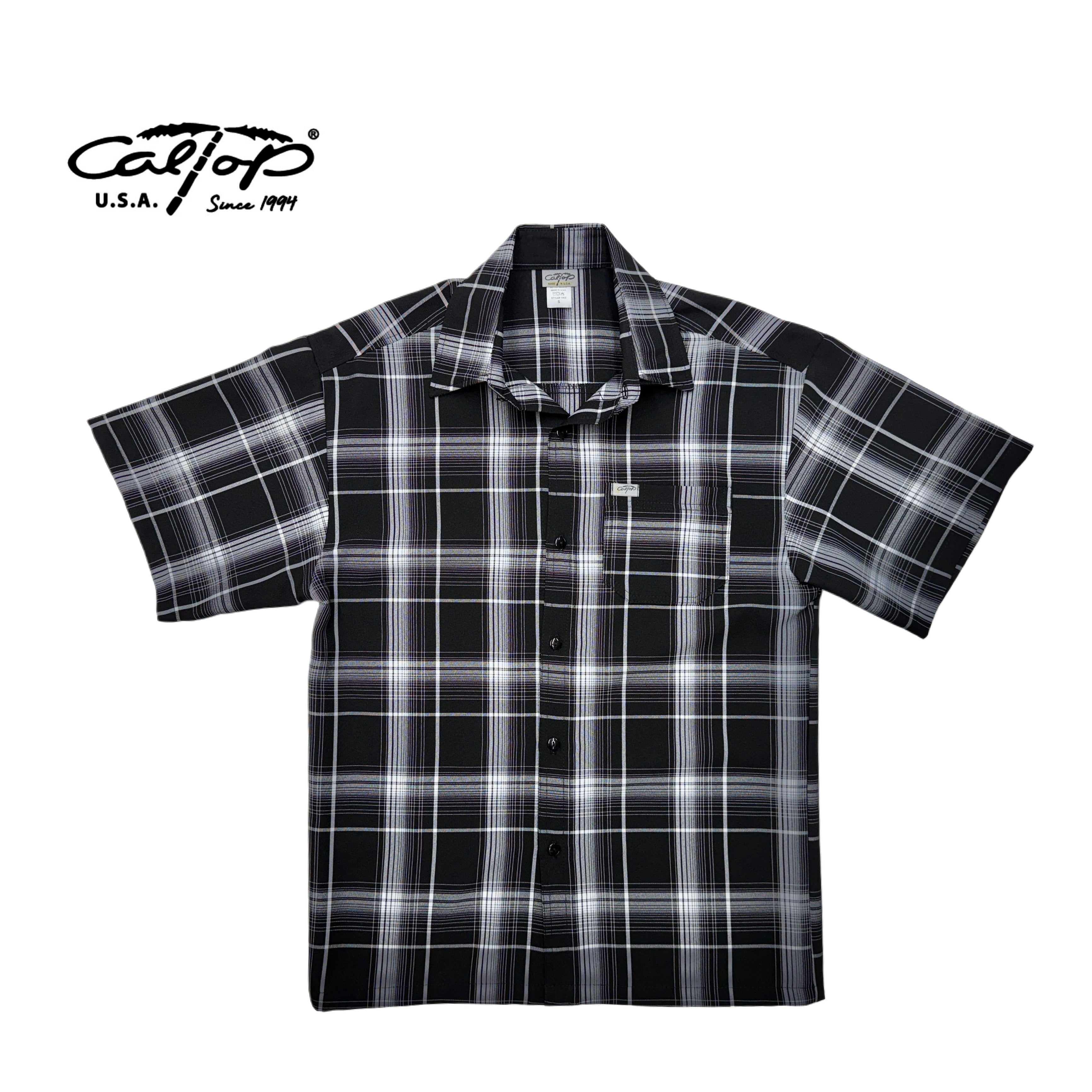 CALTOP Short Sleeve Button Up Plaid Shirt