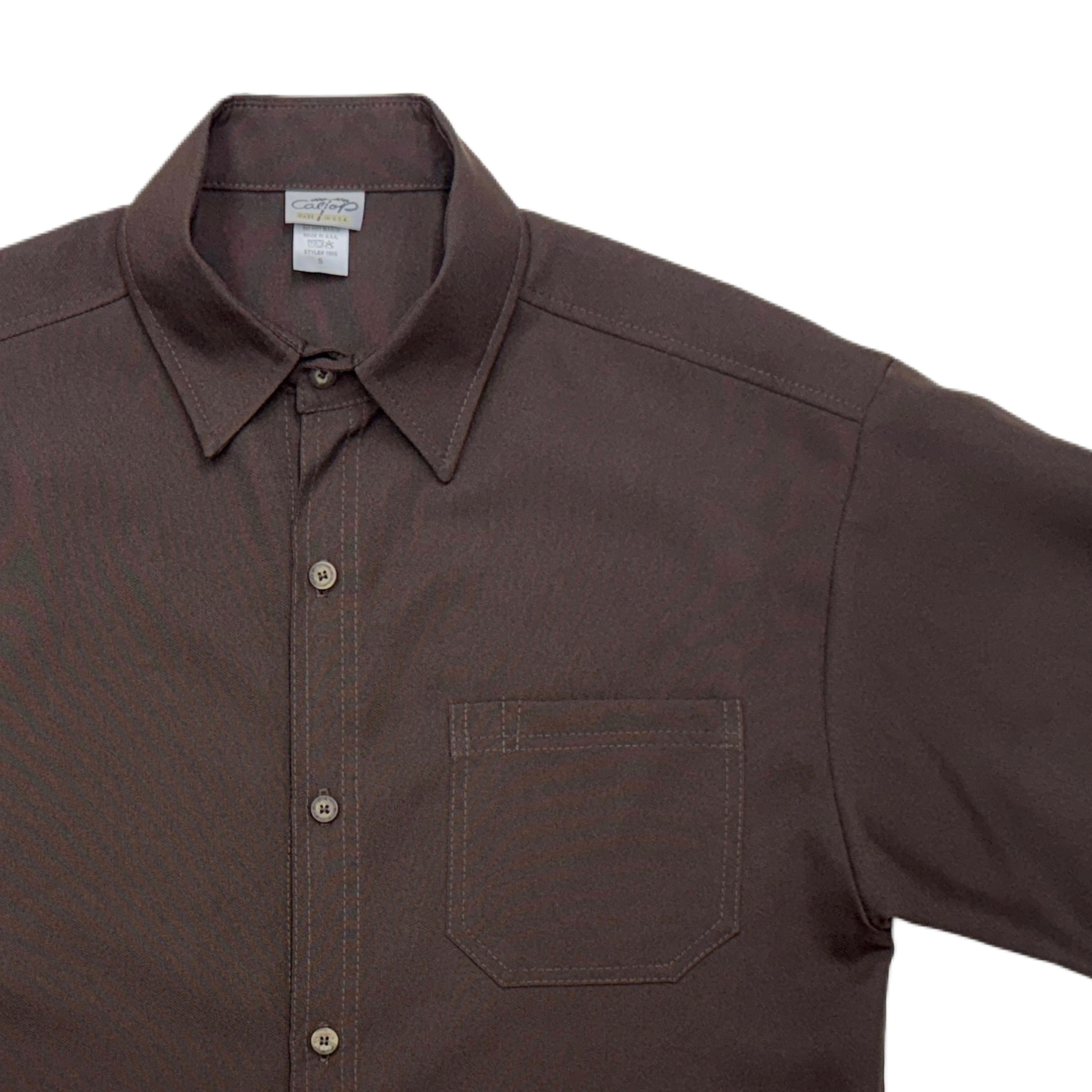 CALTOP Short Sleeve Button Up Solid Shirts