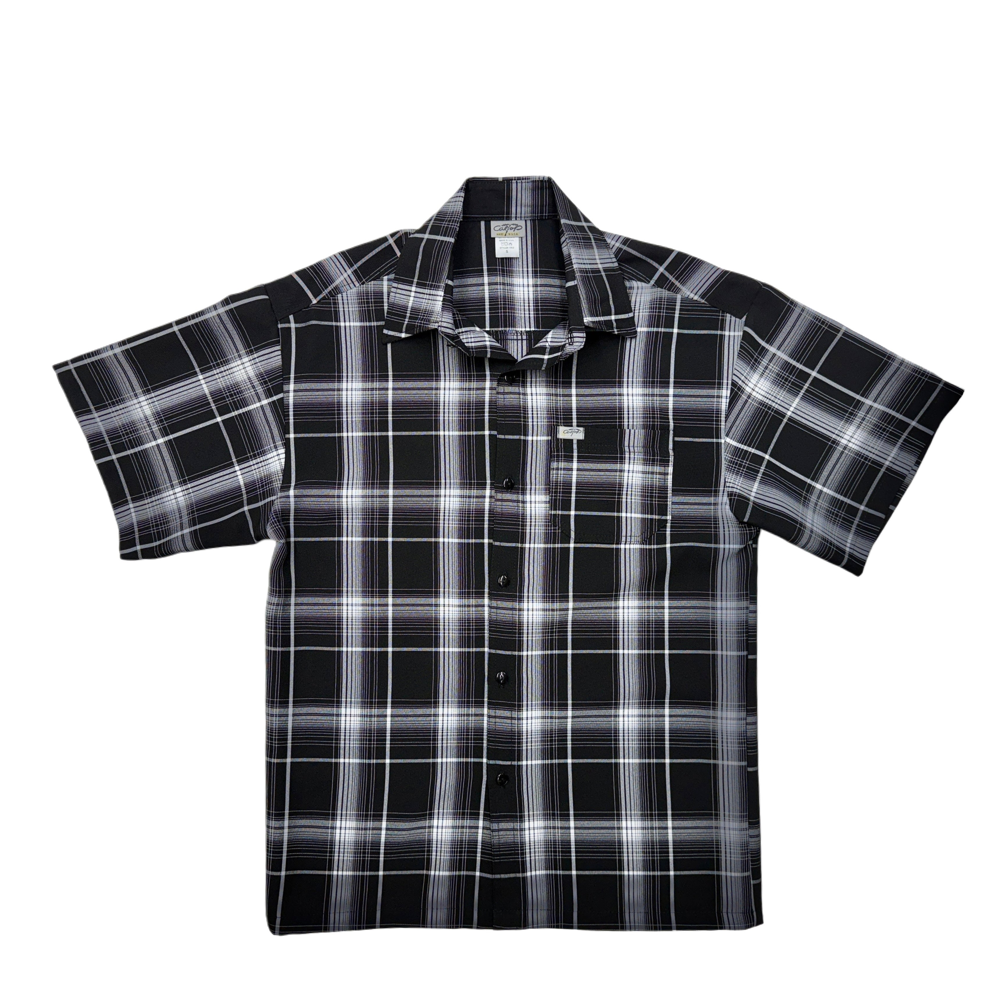 CALTOP Short Sleeve Button Up Plaid Shirt