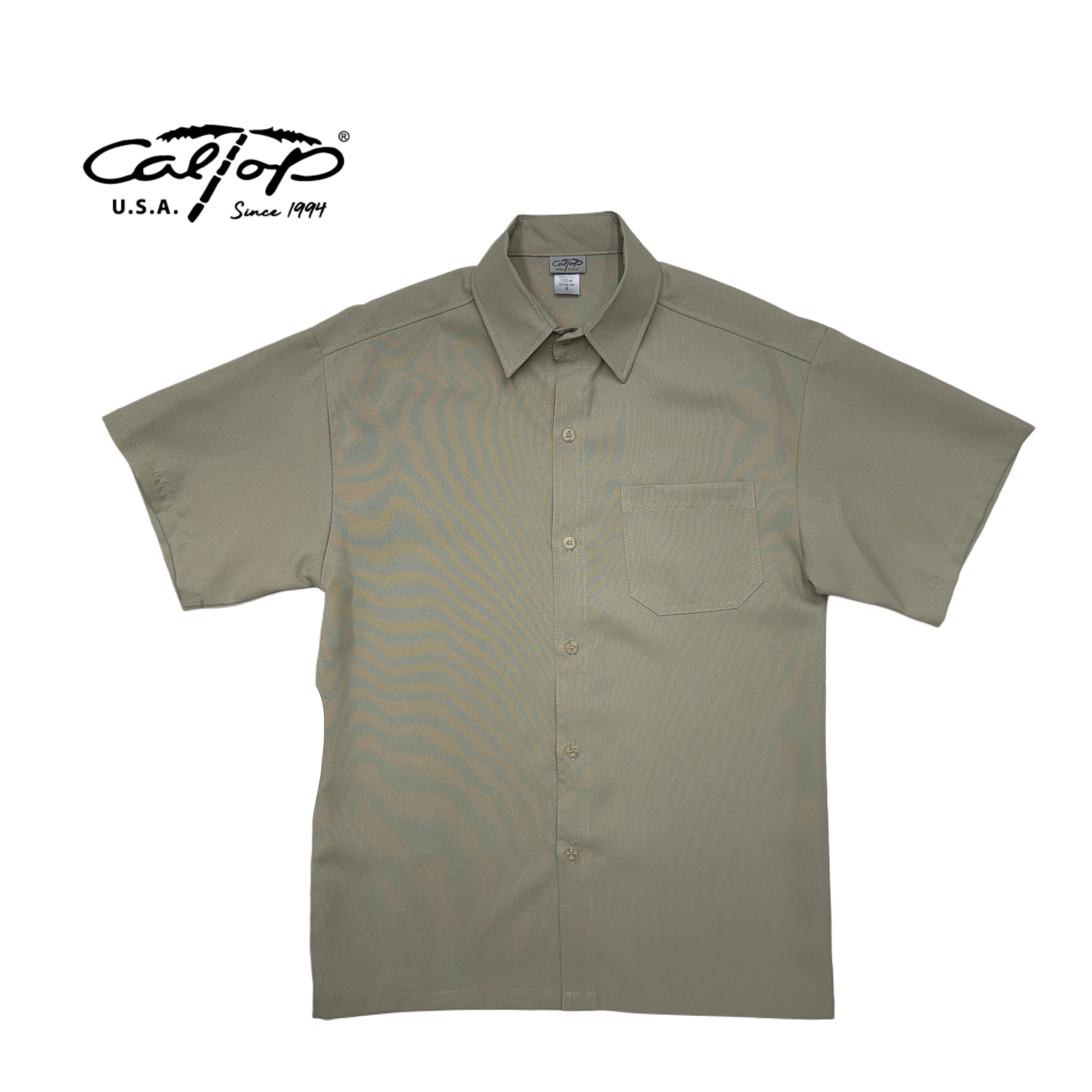 CALTOP Short Sleeve Button Up Solid Shirts