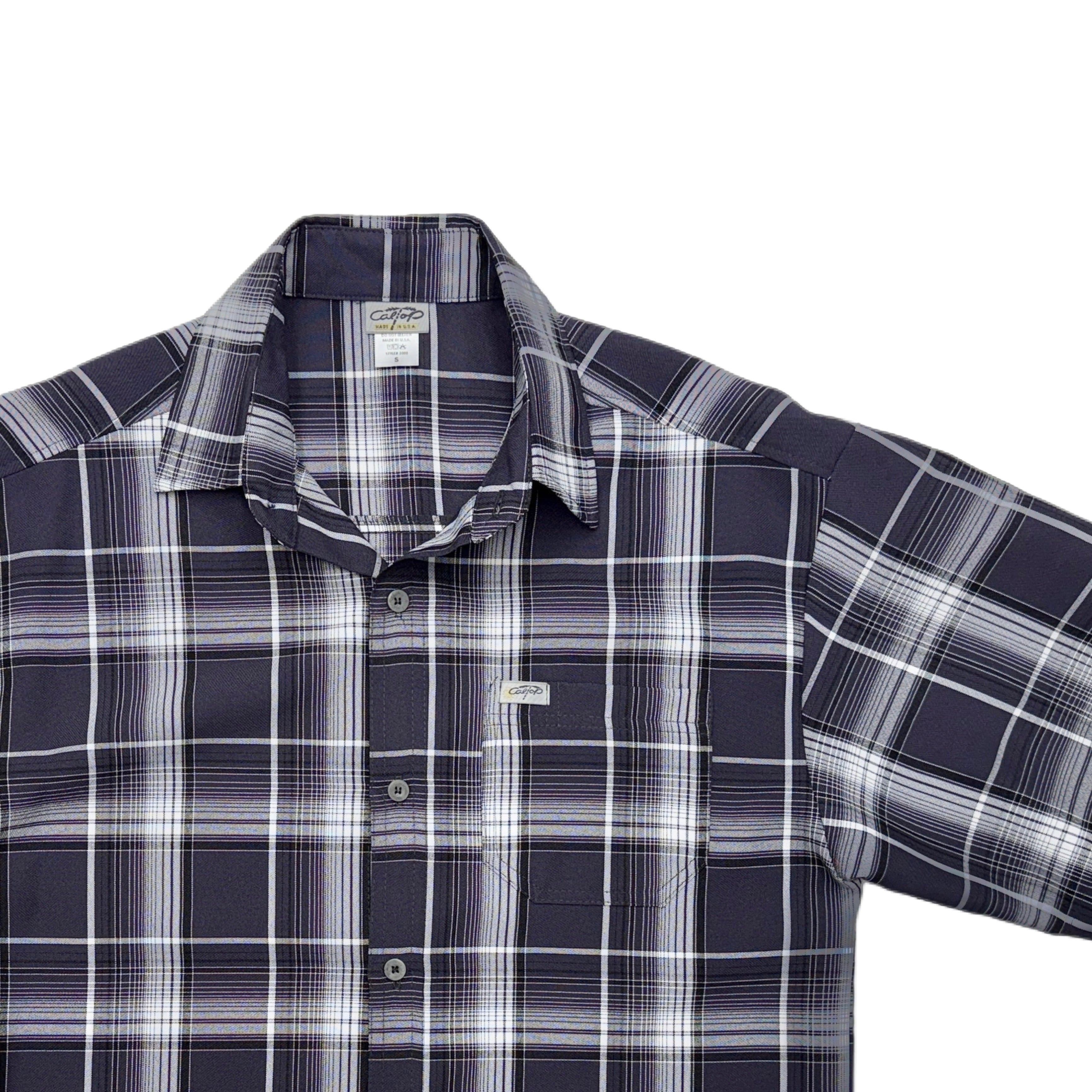 CALTOP Short Sleeve Button Up Plaid Shirt