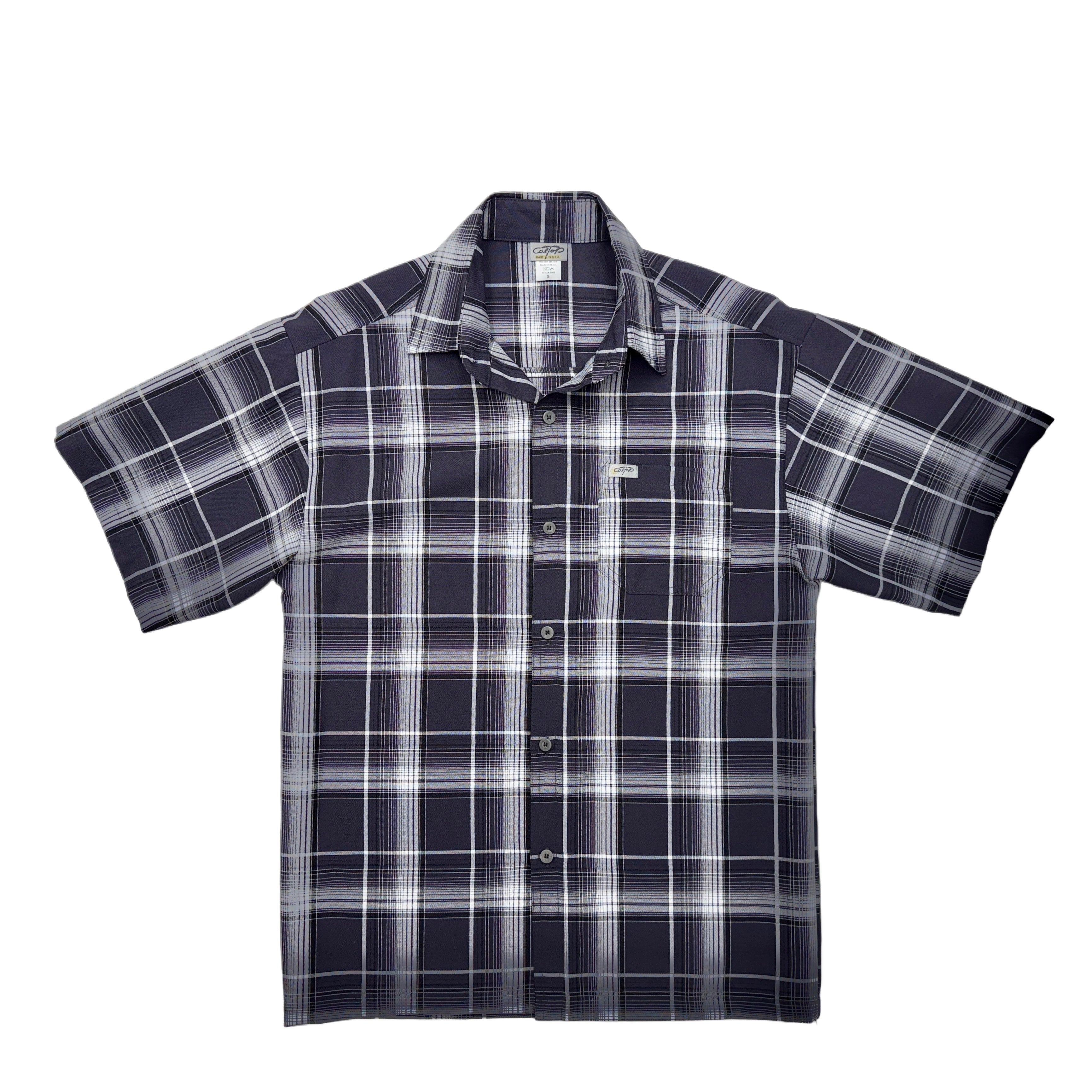 CALTOP Short Sleeve Button Up Plaid Shirt