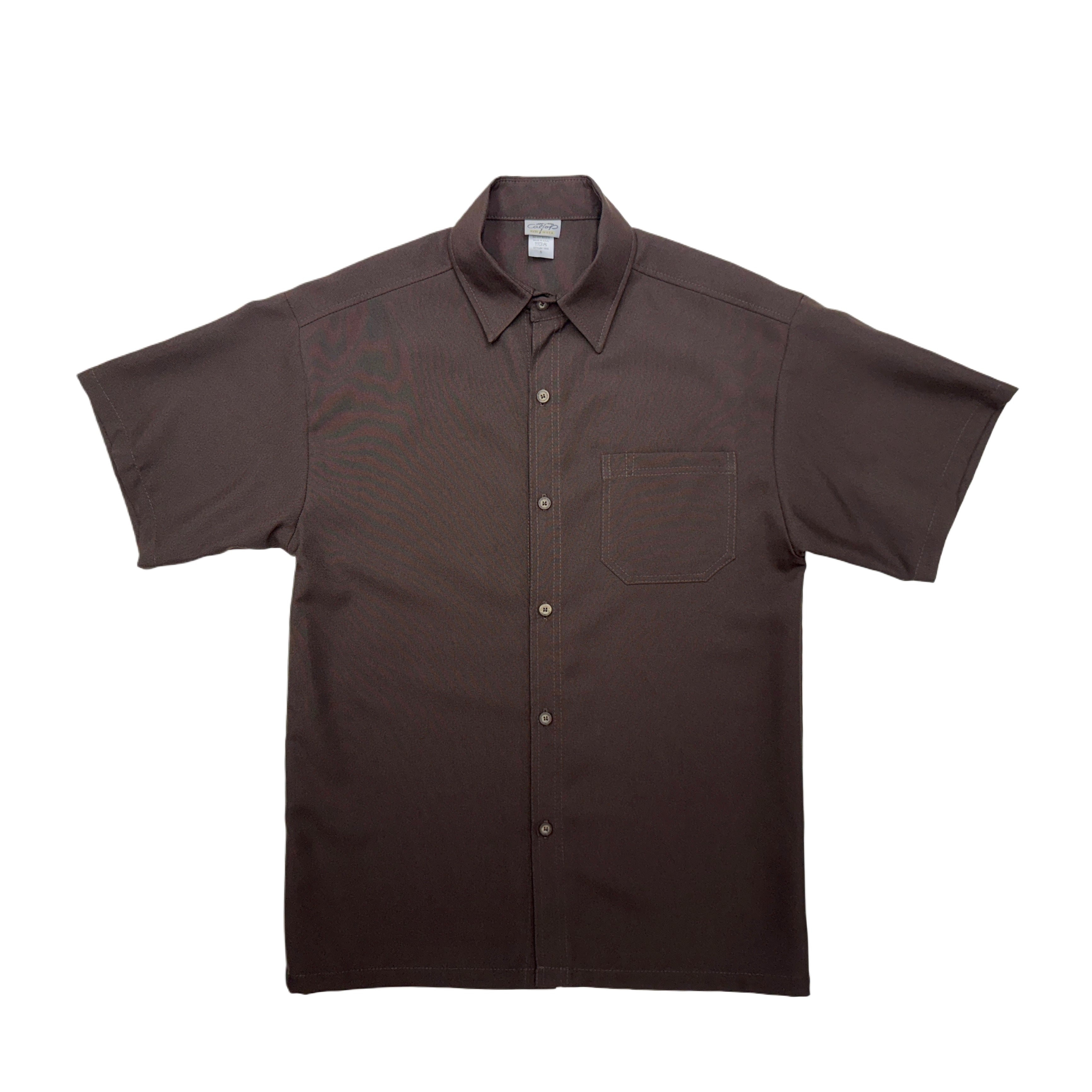 CALTOP Short Sleeve Button Up Solid Shirts