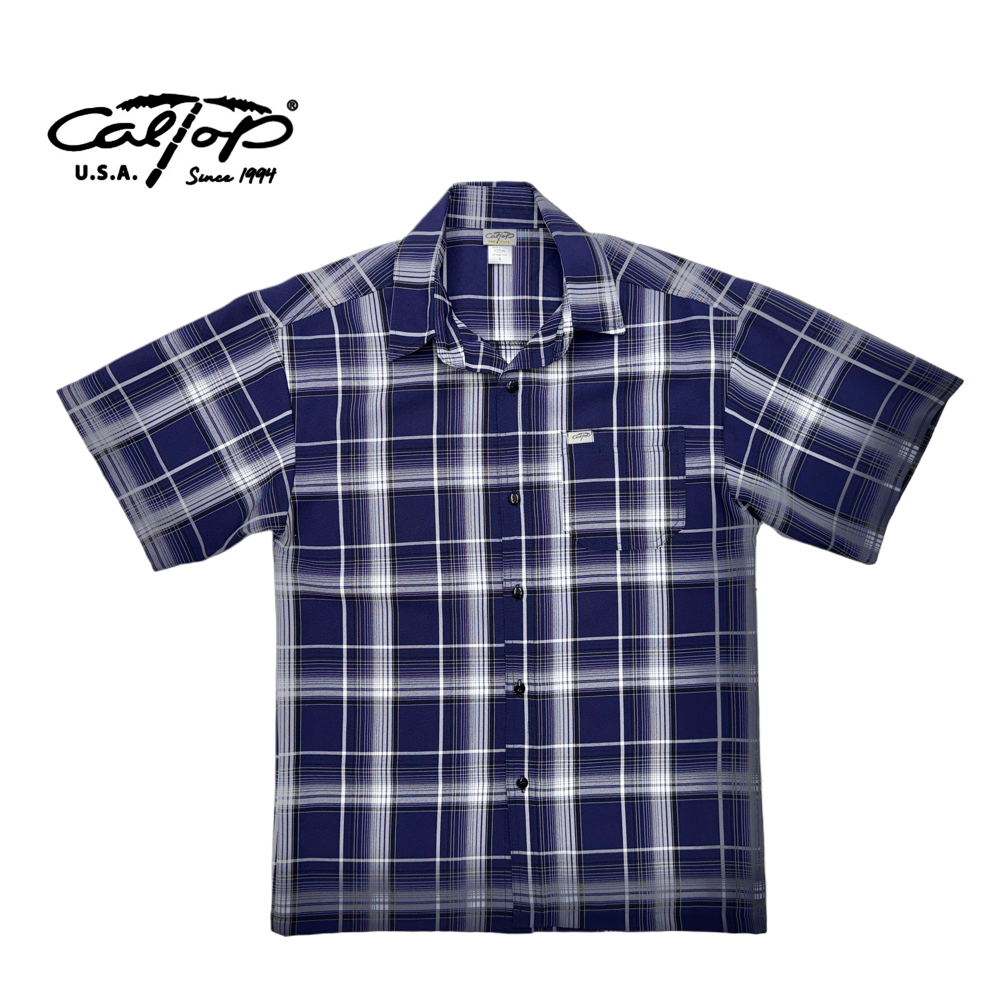 CALTOP Short Sleeve Button Up Plaid Shirt