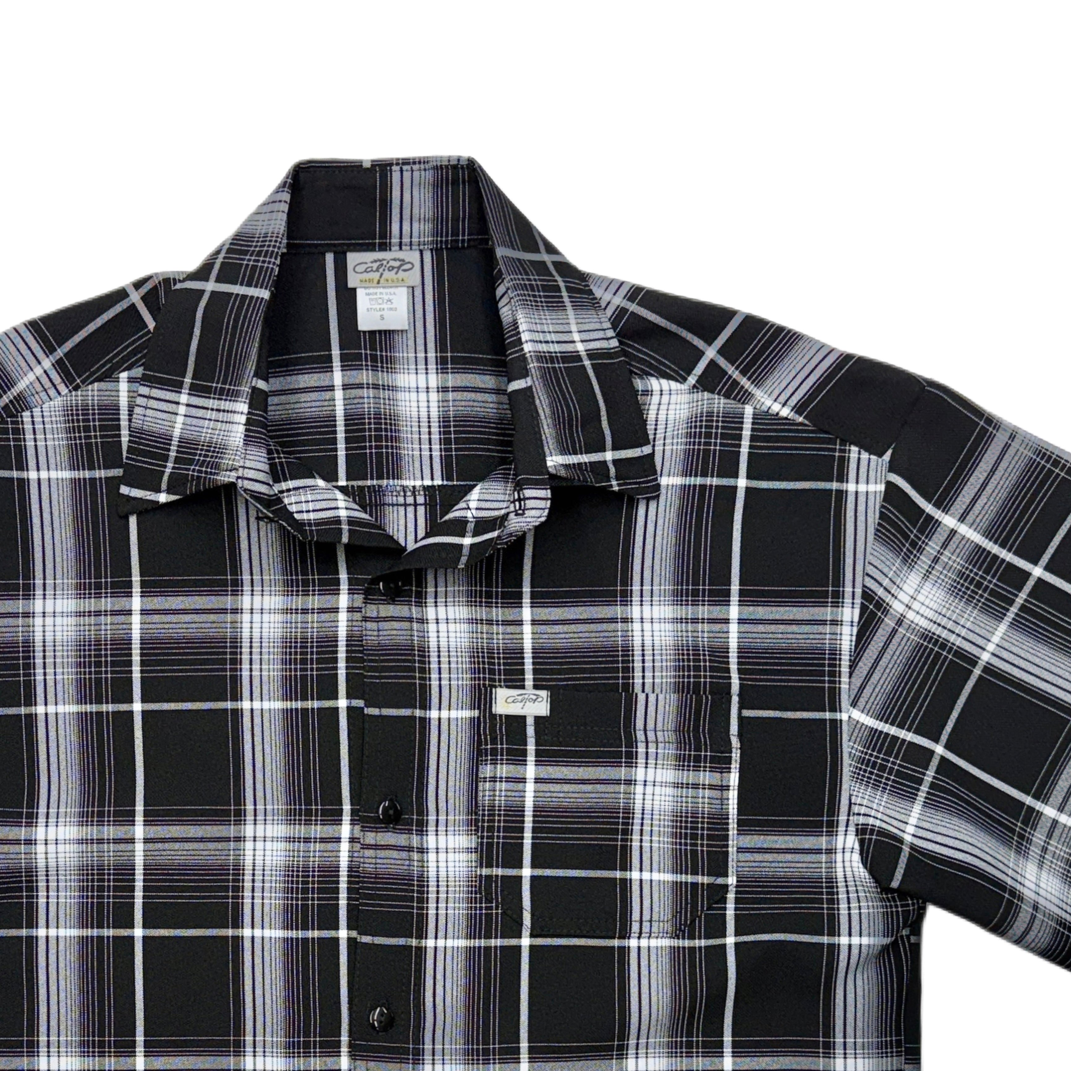 CALTOP Short Sleeve Button Up Plaid Shirt