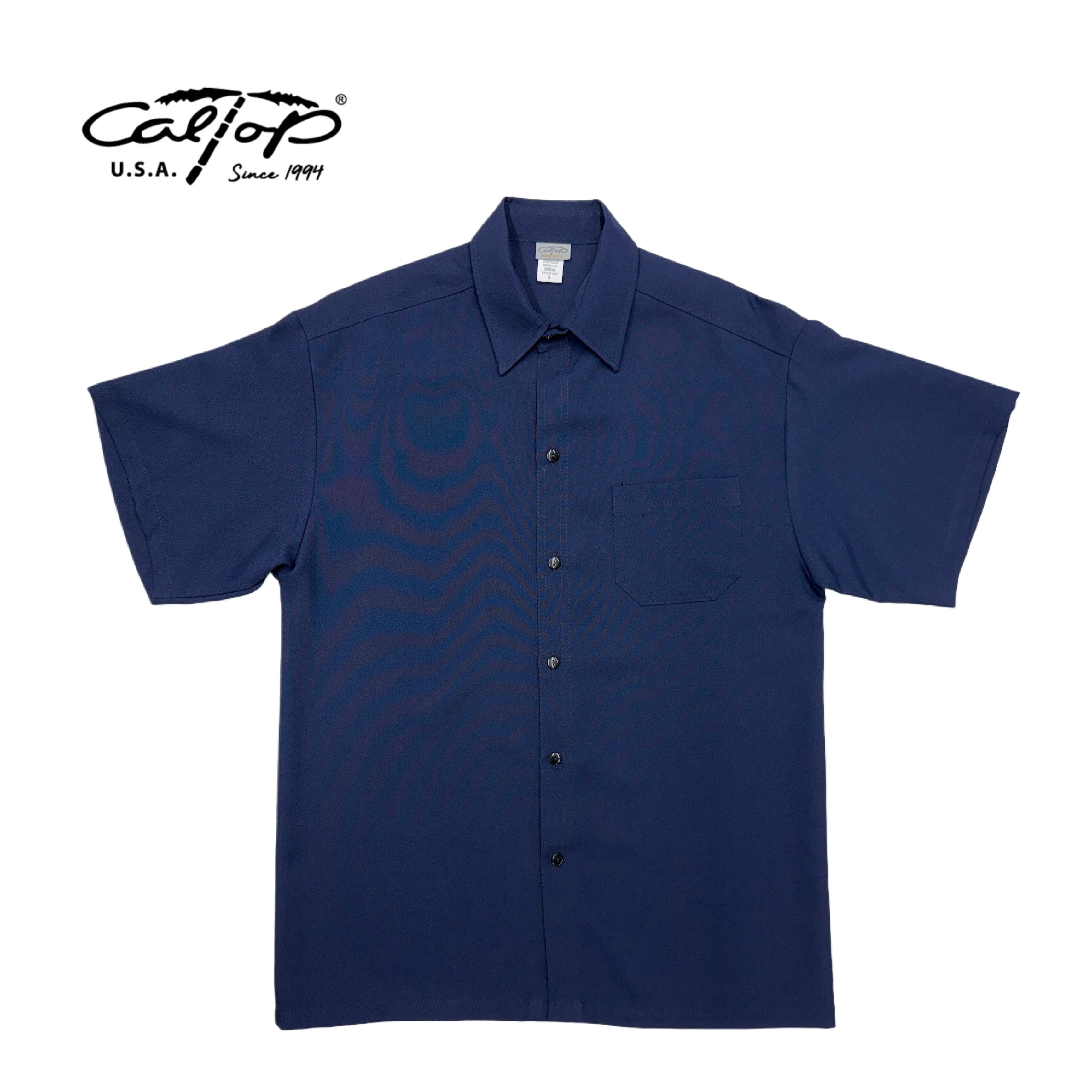 CALTOP Short Sleeve Button Up Solid Shirts