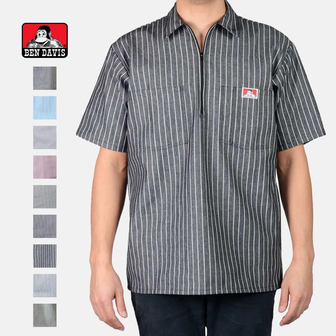 Ben Davis Short Sleeve Striped Half-Zip Shirt