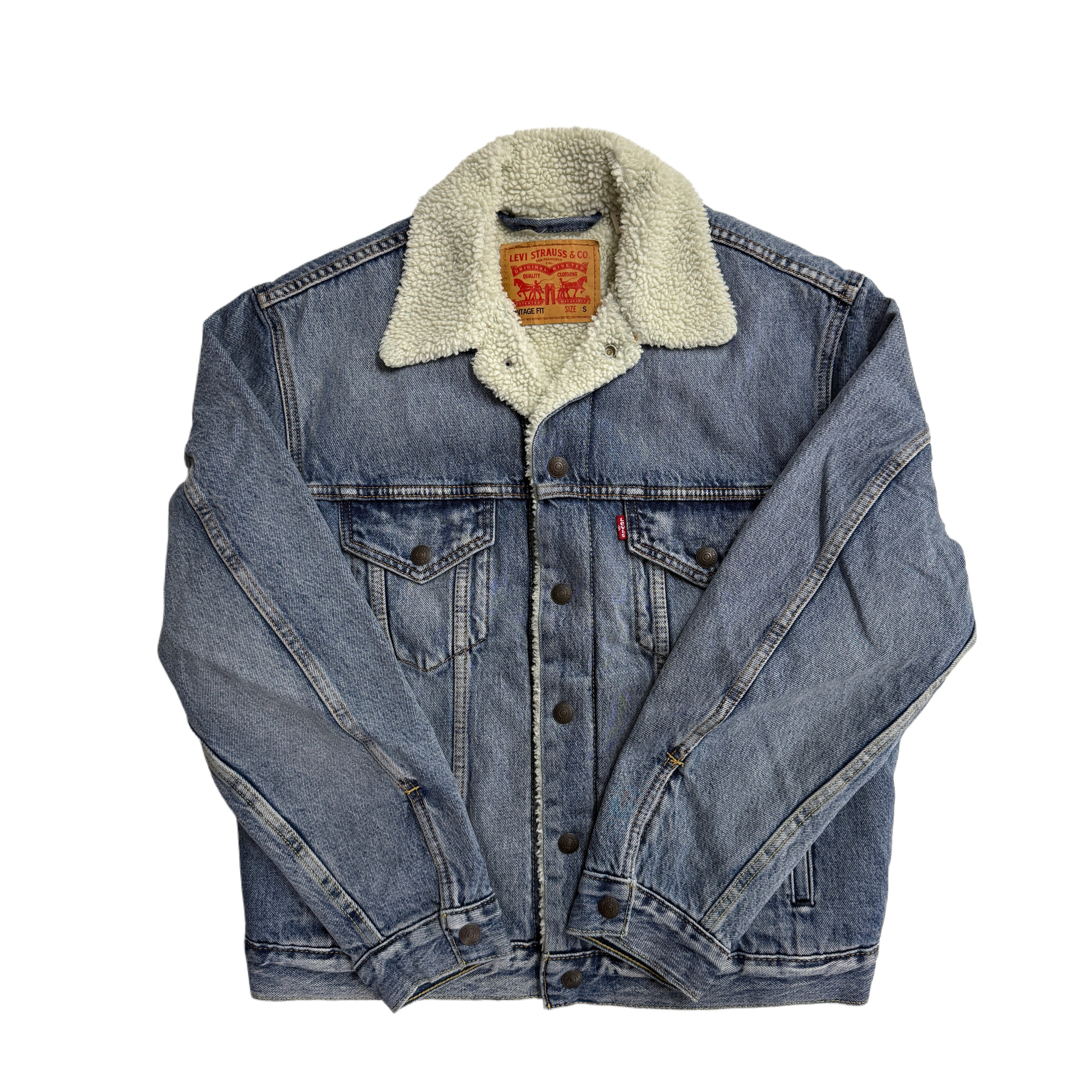 Levis Jean Jacket With Fur And Patches Original Sherpa Trucker Jacket