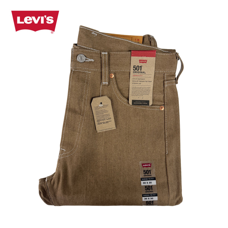 Levi S 501 Shrink To Fit Denim Khaki