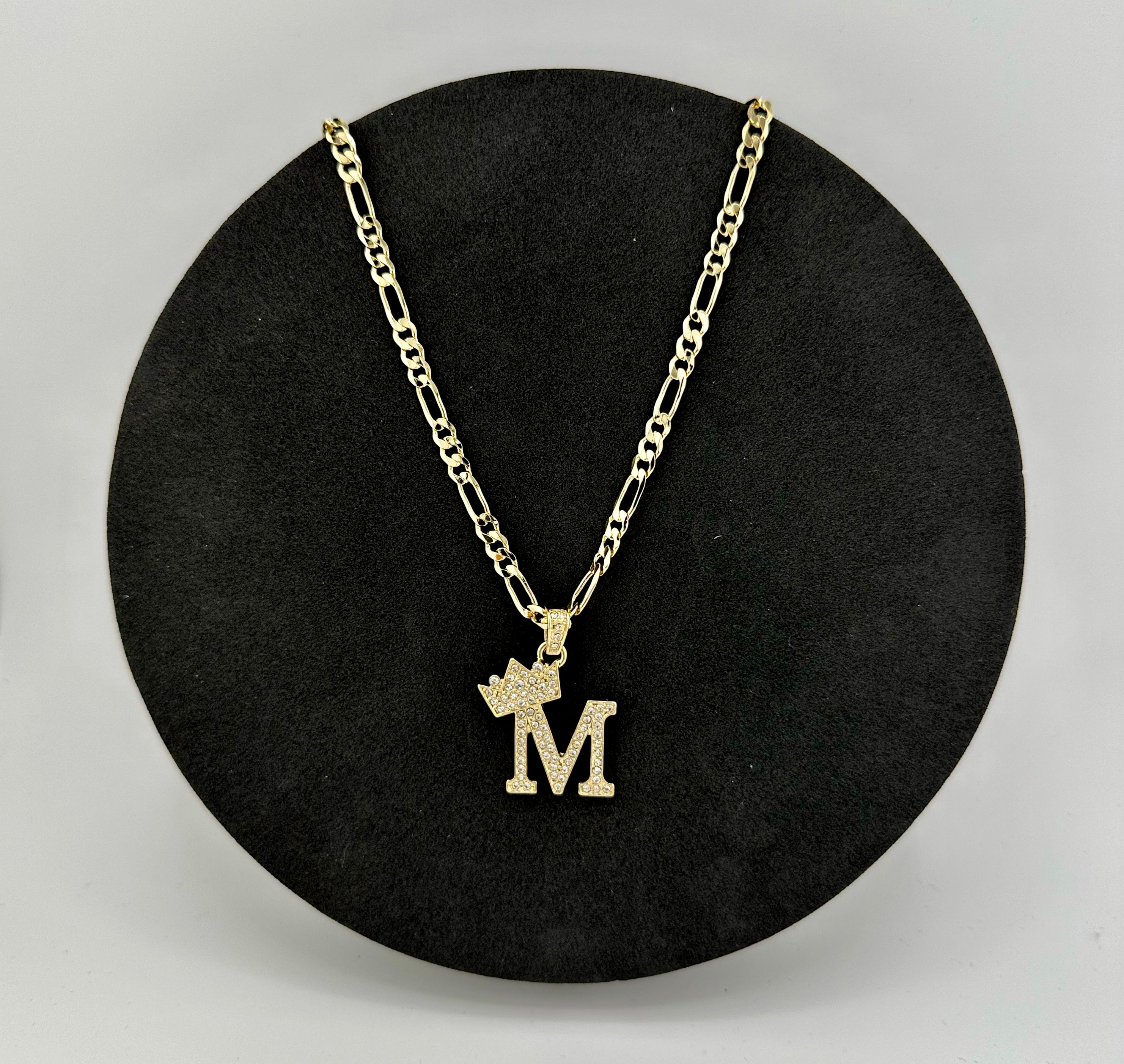 MZ 14K Yellow Gold Plated Cubic Zirconia Initial Necklace