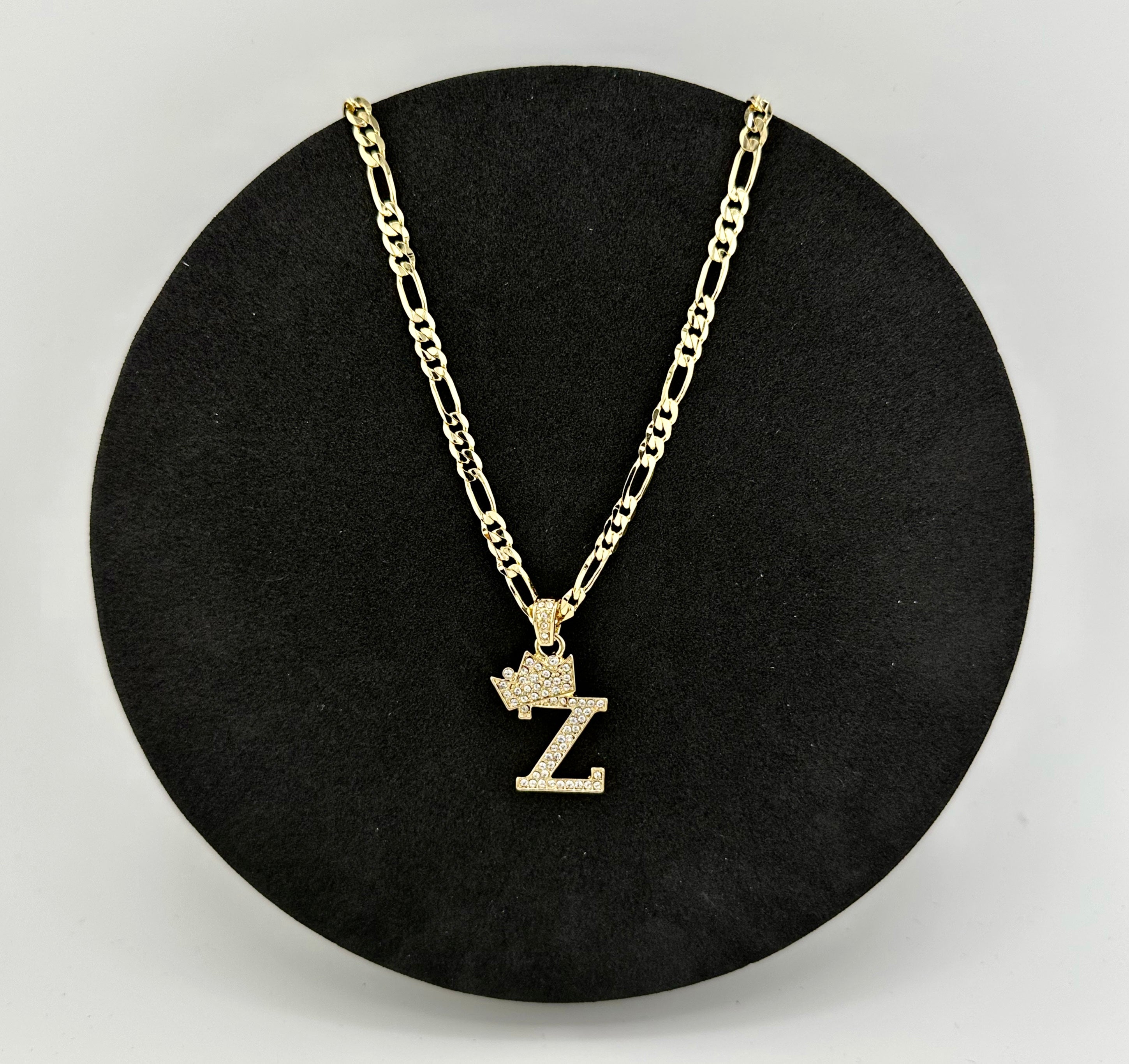 MZ 14K Yellow Gold Plated Cubic Zirconia Initial Necklace