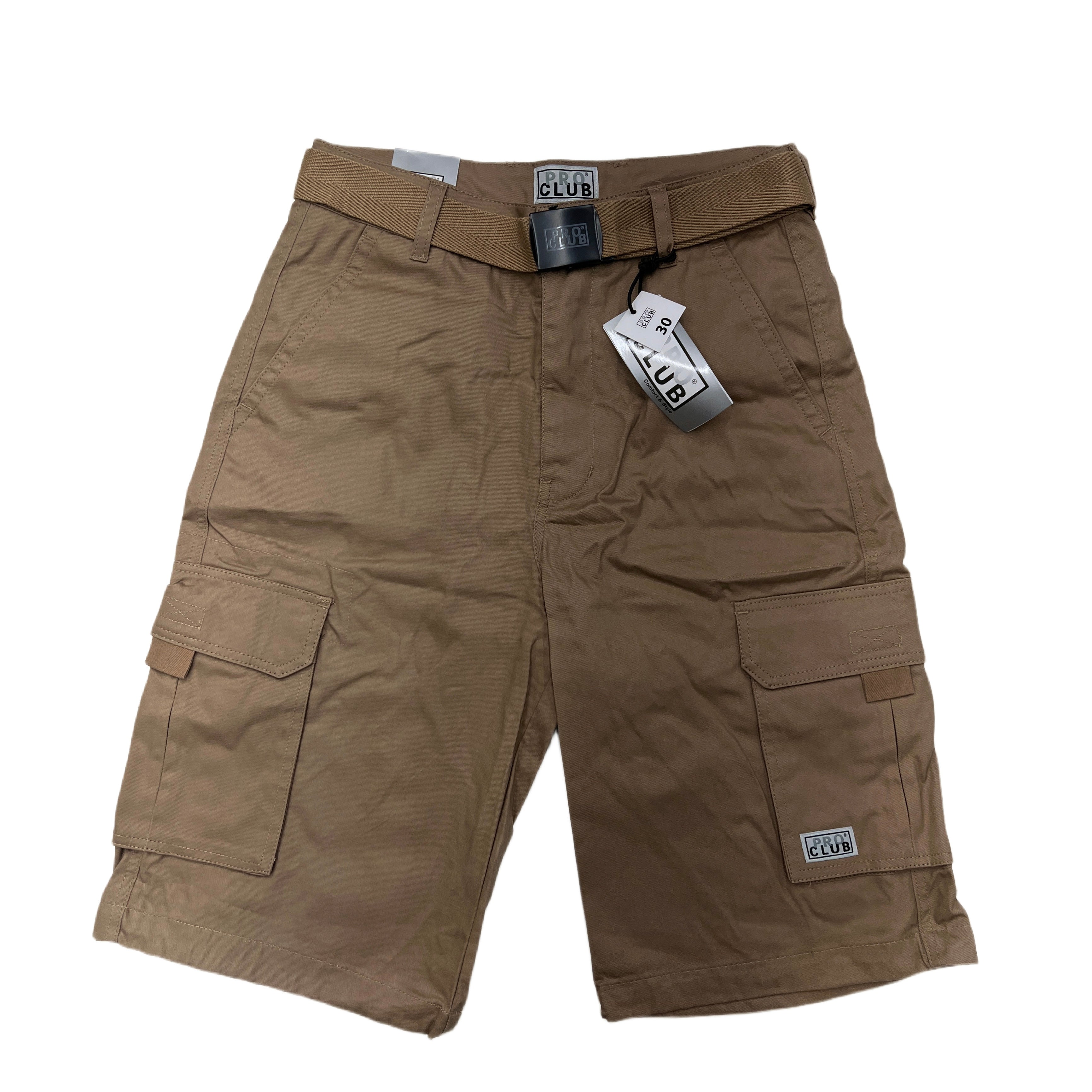 Pro Club Men's Cotton Twill Cargo Shorts With Belt