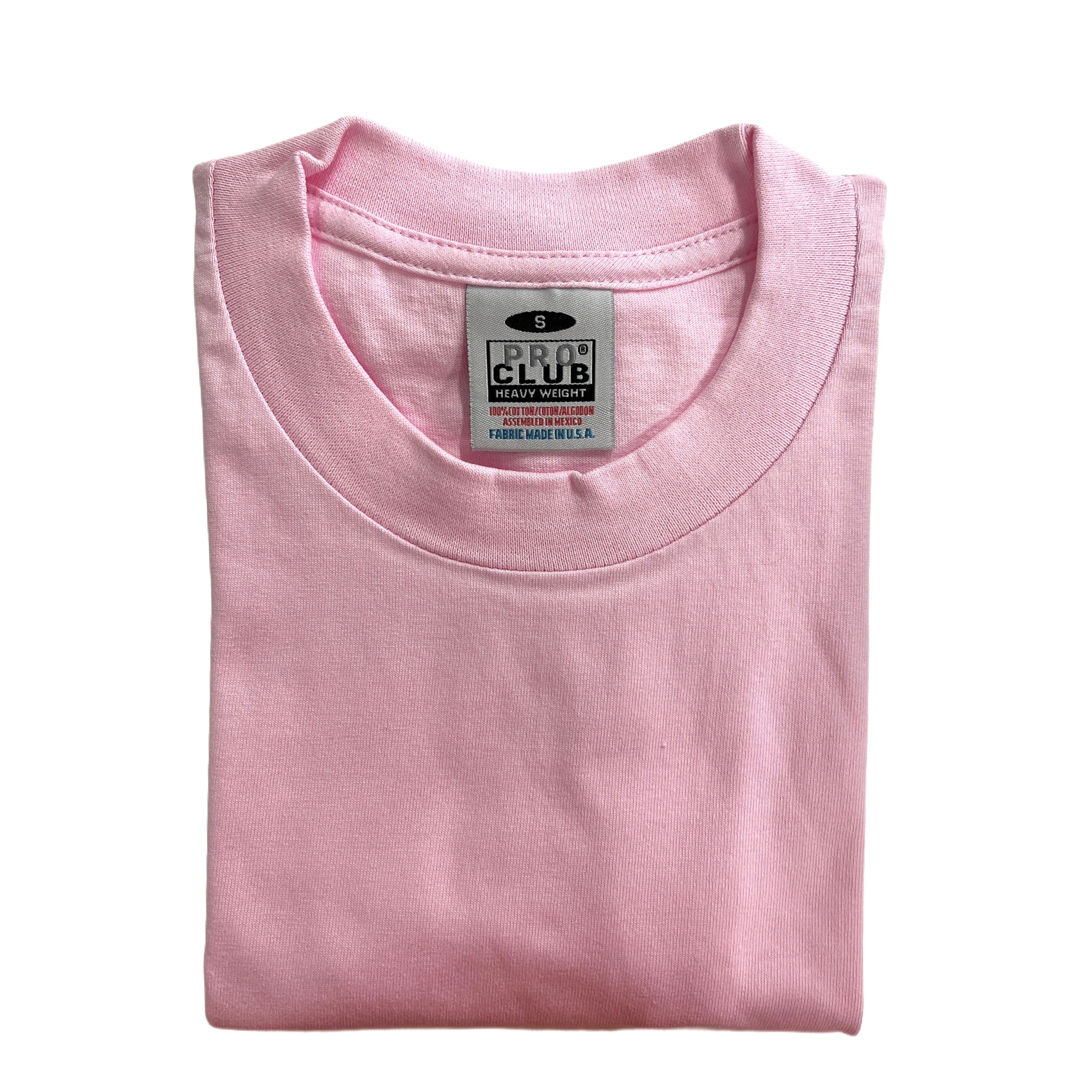 Pro Club Men's Heavyweight Cotton Short Sleeve Crew Neck T-Shirt - Pink
