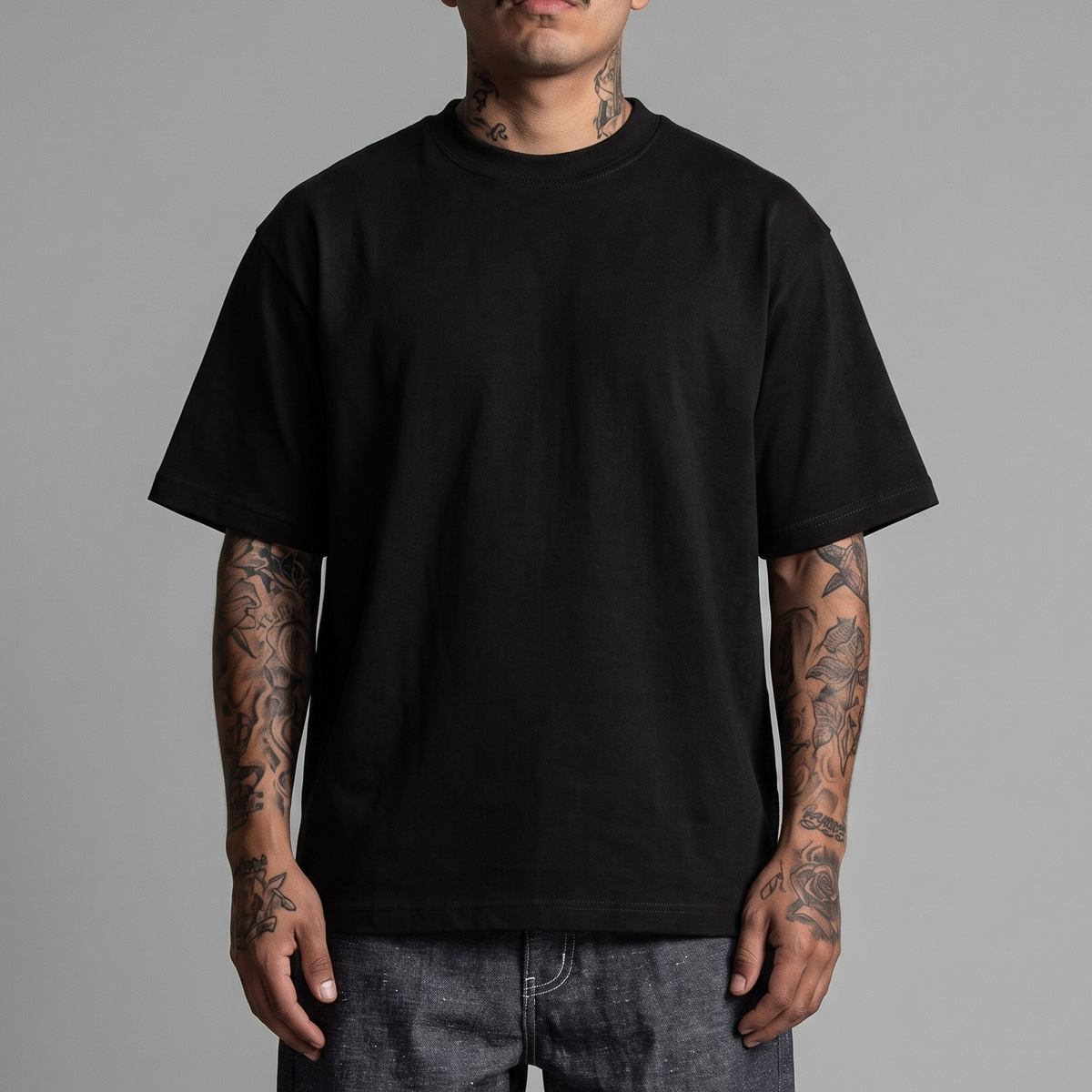 SHAKAWEAR Men's 7.5oz Max Heavyweight Cropped Tee BLACK