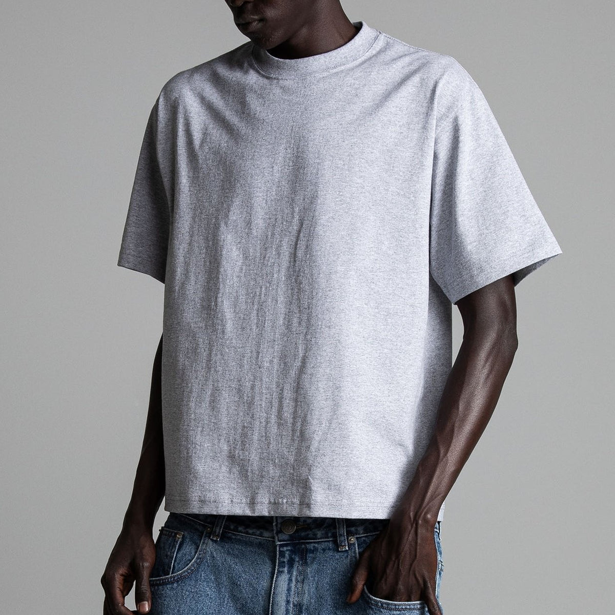 SHAKAWEAR Men's 7.5oz Max Heavyweight Cropped Tee HEATHER GREY