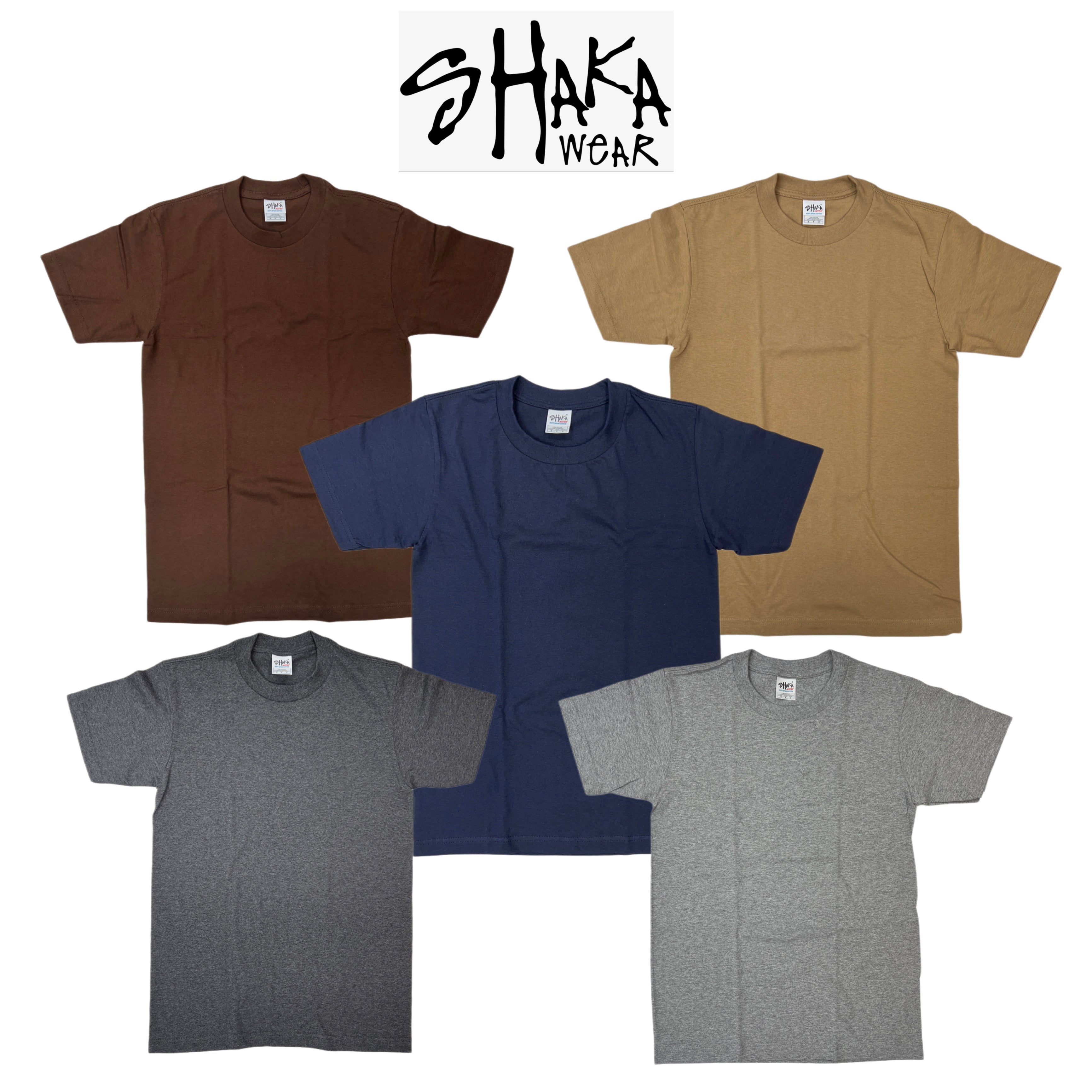 Shaka Wear 6.0 oz Active Short Sleeve T-Shirt (Brown/Charcoal Grey/Heather Grey/Khaki/Navy)