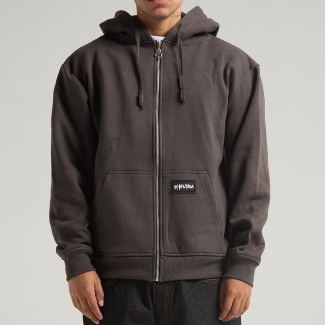 Shaka Wear Men's Essential Super Heavyweight Zip Hoodie CHARCOAL FRONT