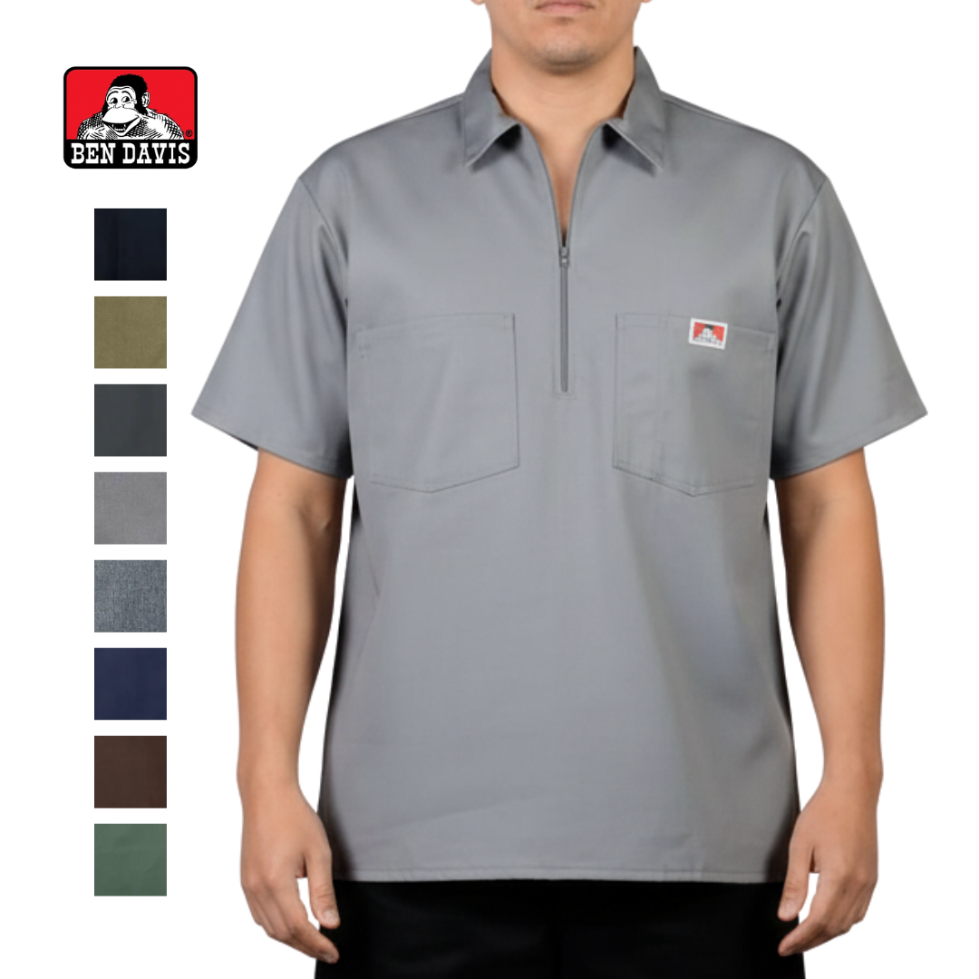Ben Davis Short Sleeve Solid Half-Zip Shirt