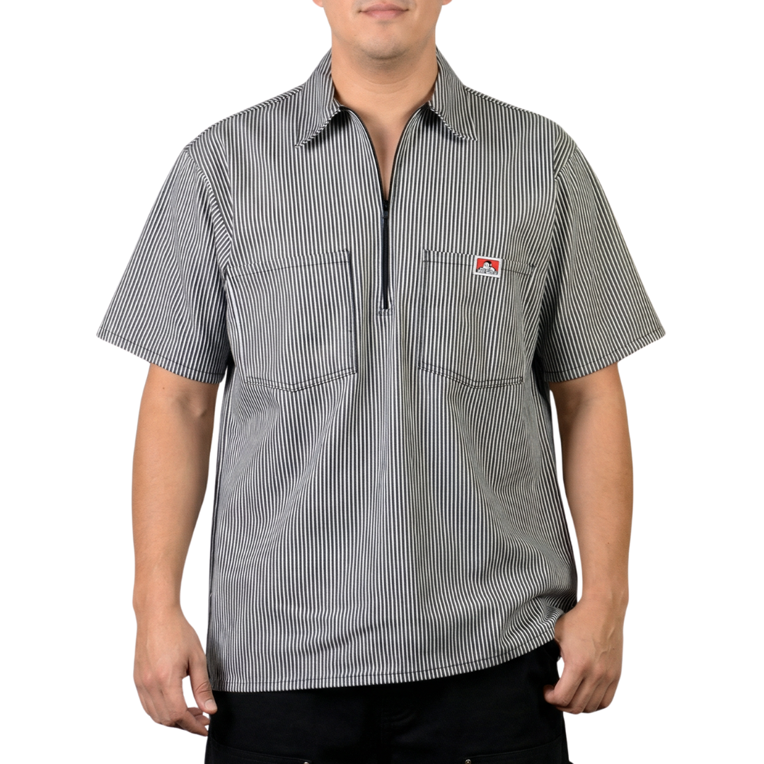 Ben Davis Short Sleeve Striped Half-Zip Shirt