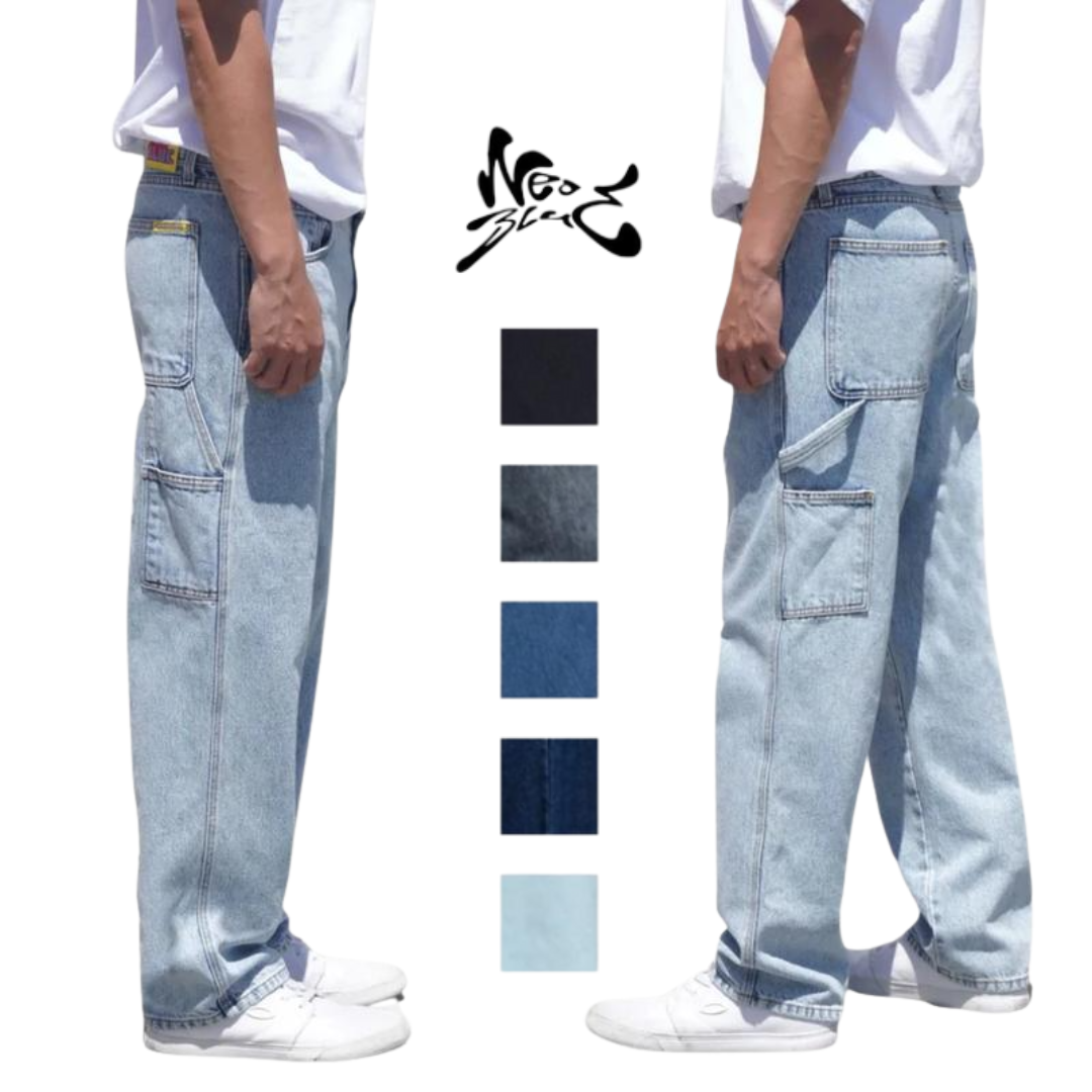 Neo Blue Carpenter Baggy Jeans