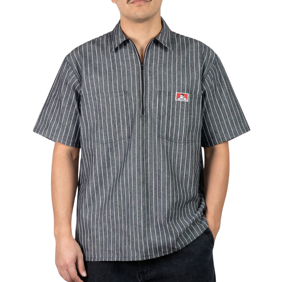 Ben Davis Short Sleeve Striped Half-Zip Shirt