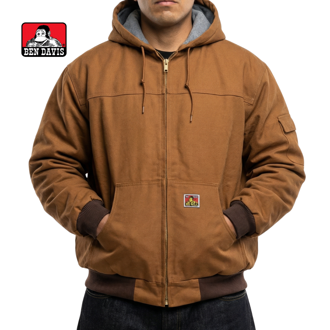 BEN DAVIS Canvas Full-Zip Hooded Jacket