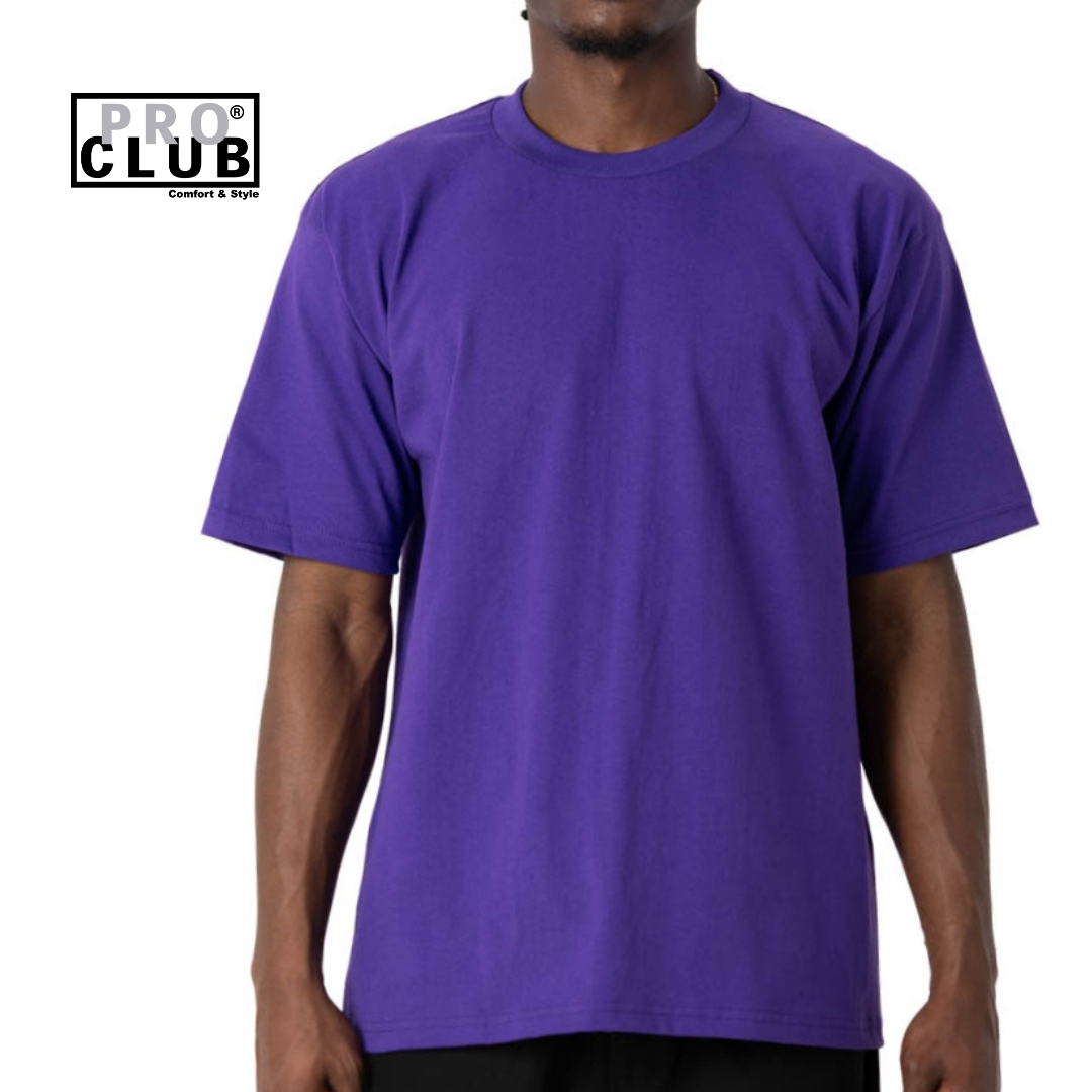 Pro Club Men's Heavyweight Cotton Short Sleeve Crew Neck T-Shirt - Purple
