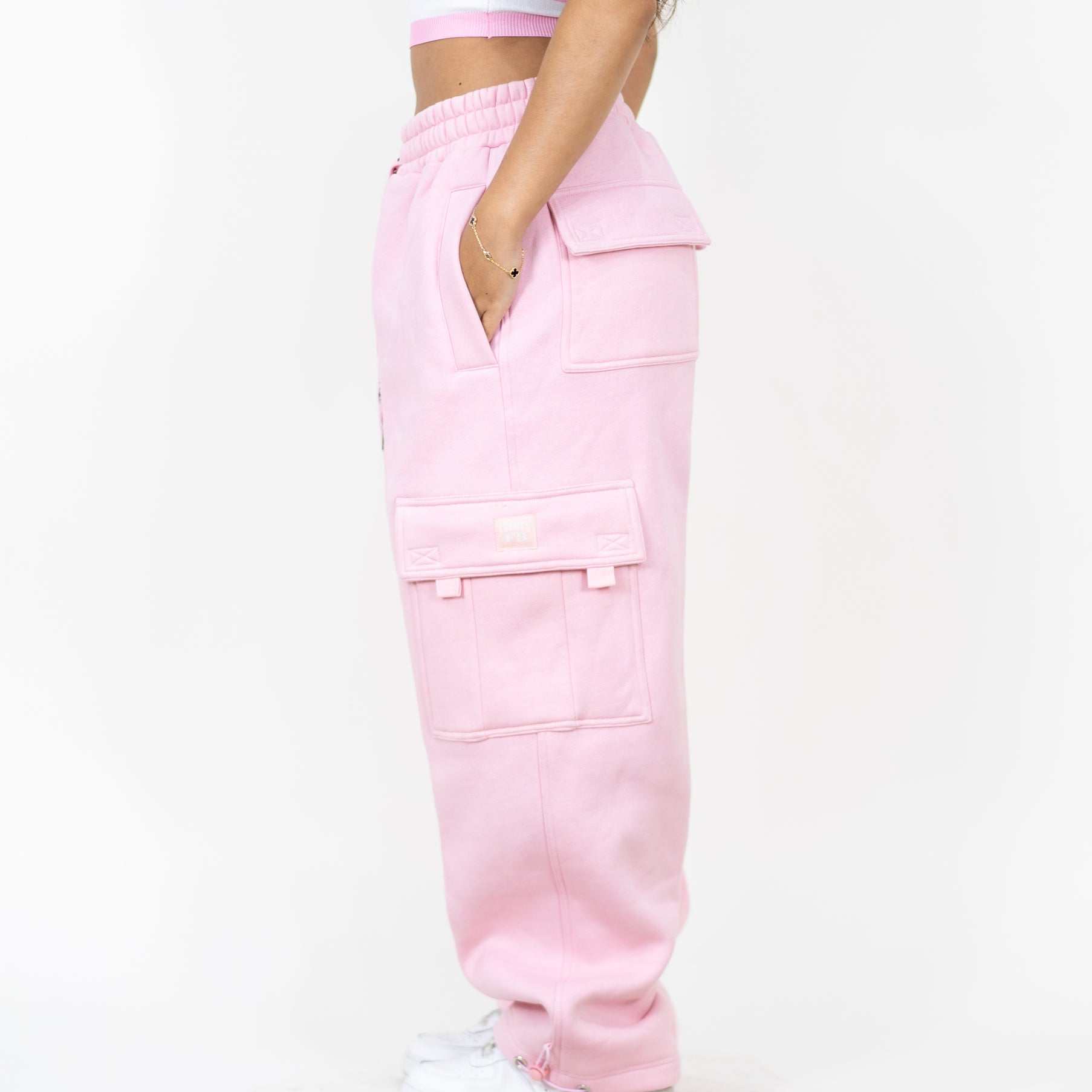 FB County Heavyweight Baggy Cargo Sweatpants - Baby Pink