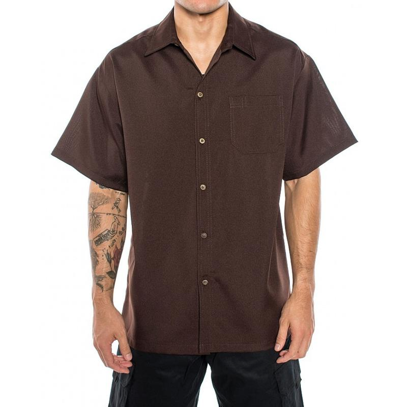 CALTOP Short Sleeve Button Up Solid Shirts