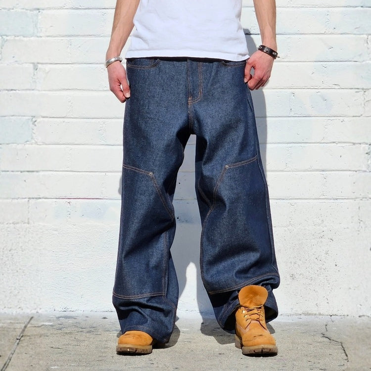 Neo Blue Double Knee Baggy Jeans