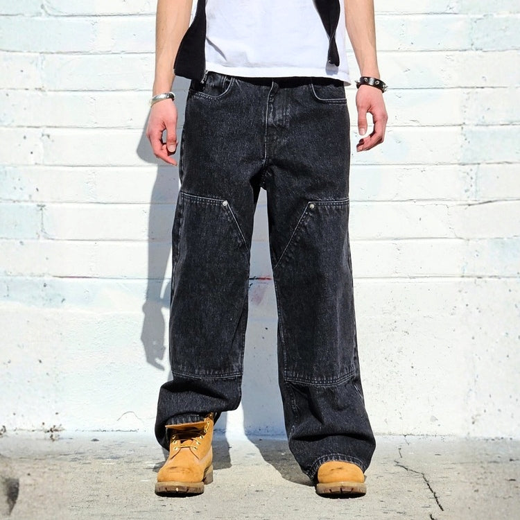 Neo Blue Double Knee Baggy Jeans