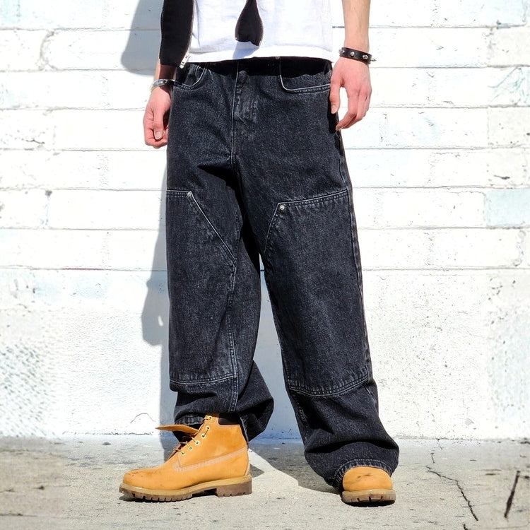 Neo Blue Double Knee Baggy Jeans