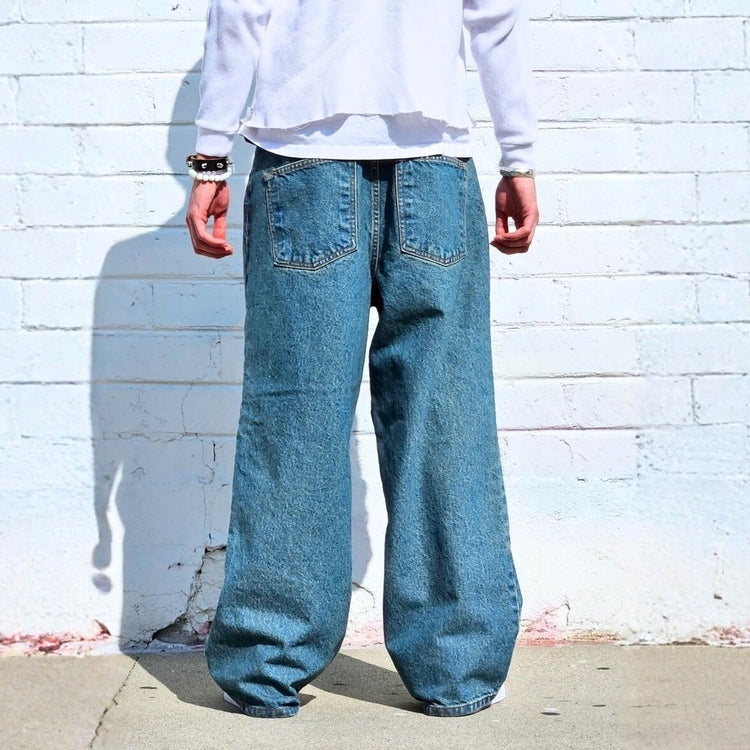 Neo Blue Double Knee Baggy Jeans