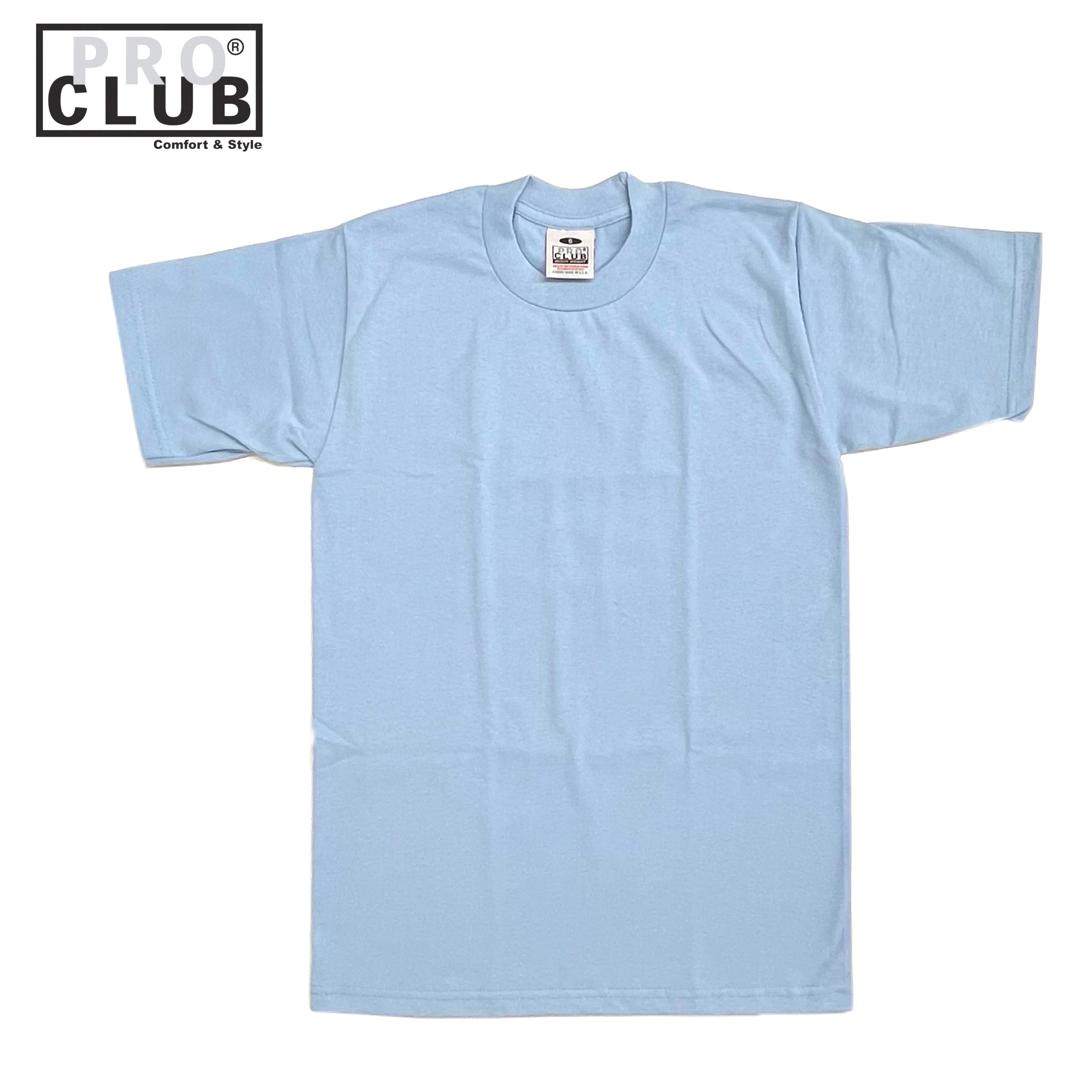 Pro Club Men's Heavyweight Cotton Short Sleeve Crew Neck T-Shirt - Sky Blue